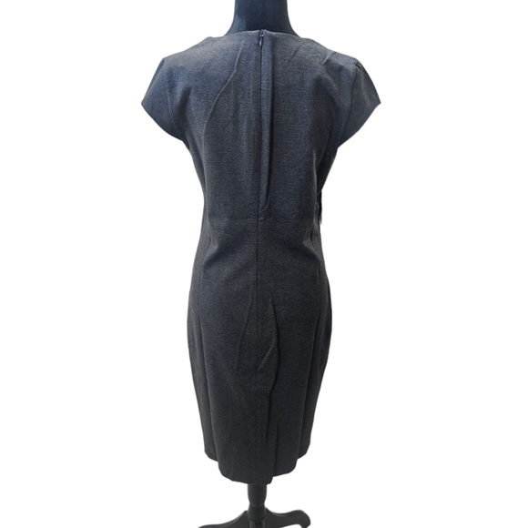NWT Gray Zip Up Cap Sleeve Bodycon Midi Dress Large - Picture 7 of 7